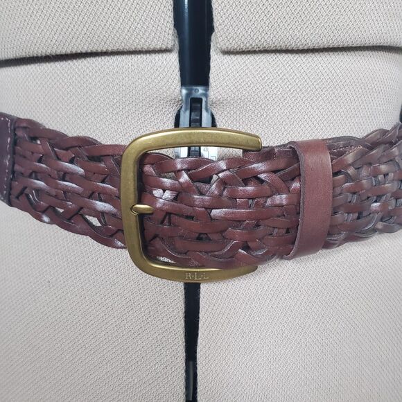 NEW Ralph Lauren Women’s Leather Belt Large Brown Braided Flexible Fit main image 8